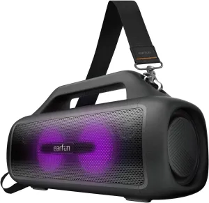 EarFun UBOOM X Portable Bluetooth Speaker, 80W Stereo with JumboBass, IP67 Waterproof Outdoor Speaker, RGB Light, 30H Playtime, Custom EQ, PowerBank, Bluetooth 5.3 Speakers for Outdoor, Camping, Beach