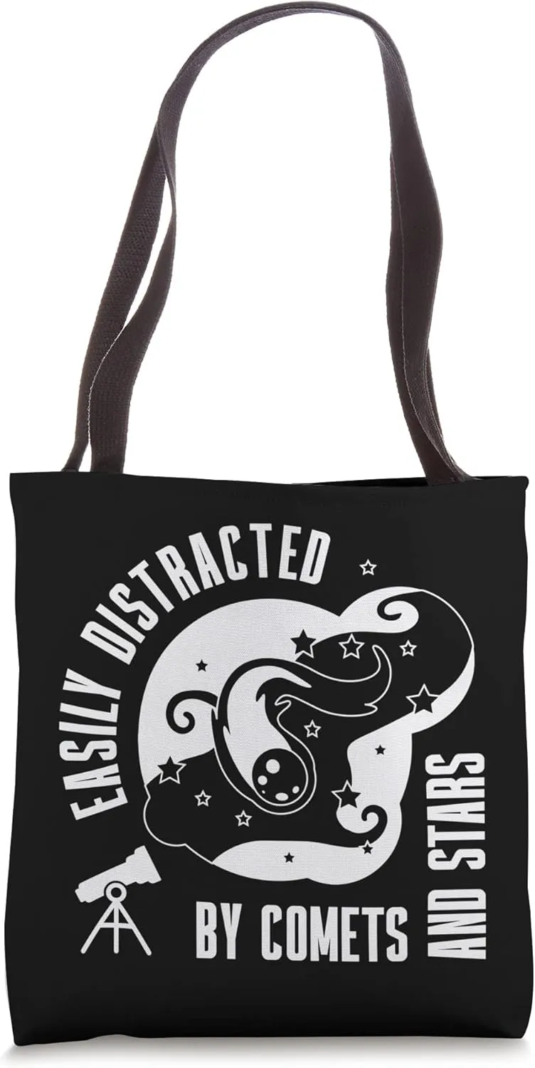 Easily Distracted By Comets Stars Funny Monocular Telescope Tote Bag
