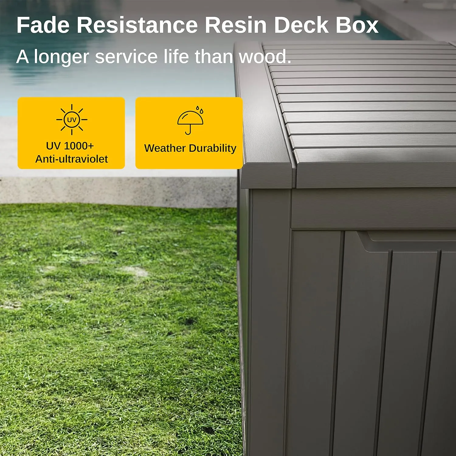 EAST OAK Outdoor Storage Box, 230 Gallon Deck Box Lockable Large Outdoor Container for Patio Furniture Cushions, Garden Tools Accessories, Waterproof and UV Resistant, Grey