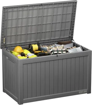 EAST OAK Outdoor Storage Box, 230 Gallon Deck Box Lockable Large Outdoor Container for Patio Furniture Cushions, Garden Tools Accessories, Waterproof and UV Resistant, Grey