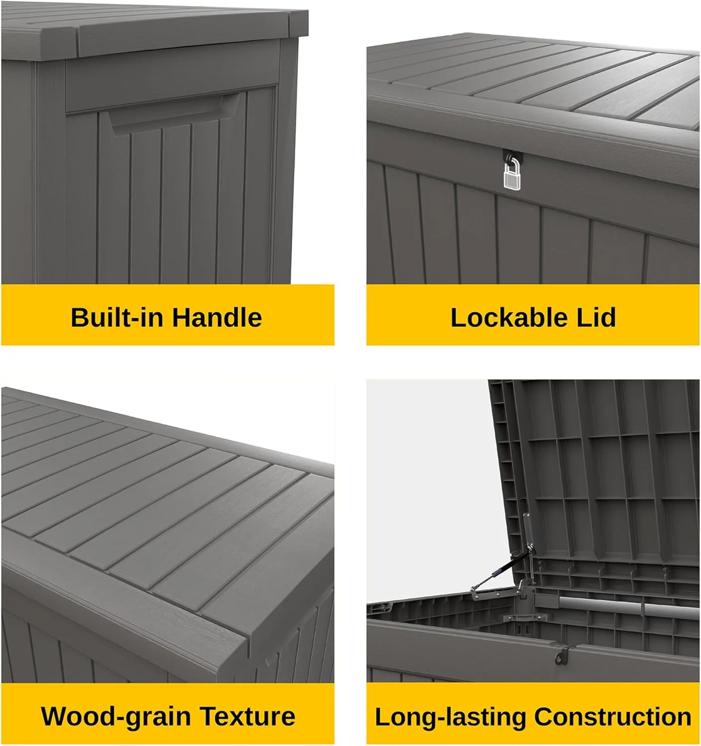 EAST OAK Outdoor Storage Box, 230 Gallon Deck Box Lockable Large Outdoor Container for Patio Furniture Cushions, Garden Tools Accessories, Waterproof and UV Resistant, Grey