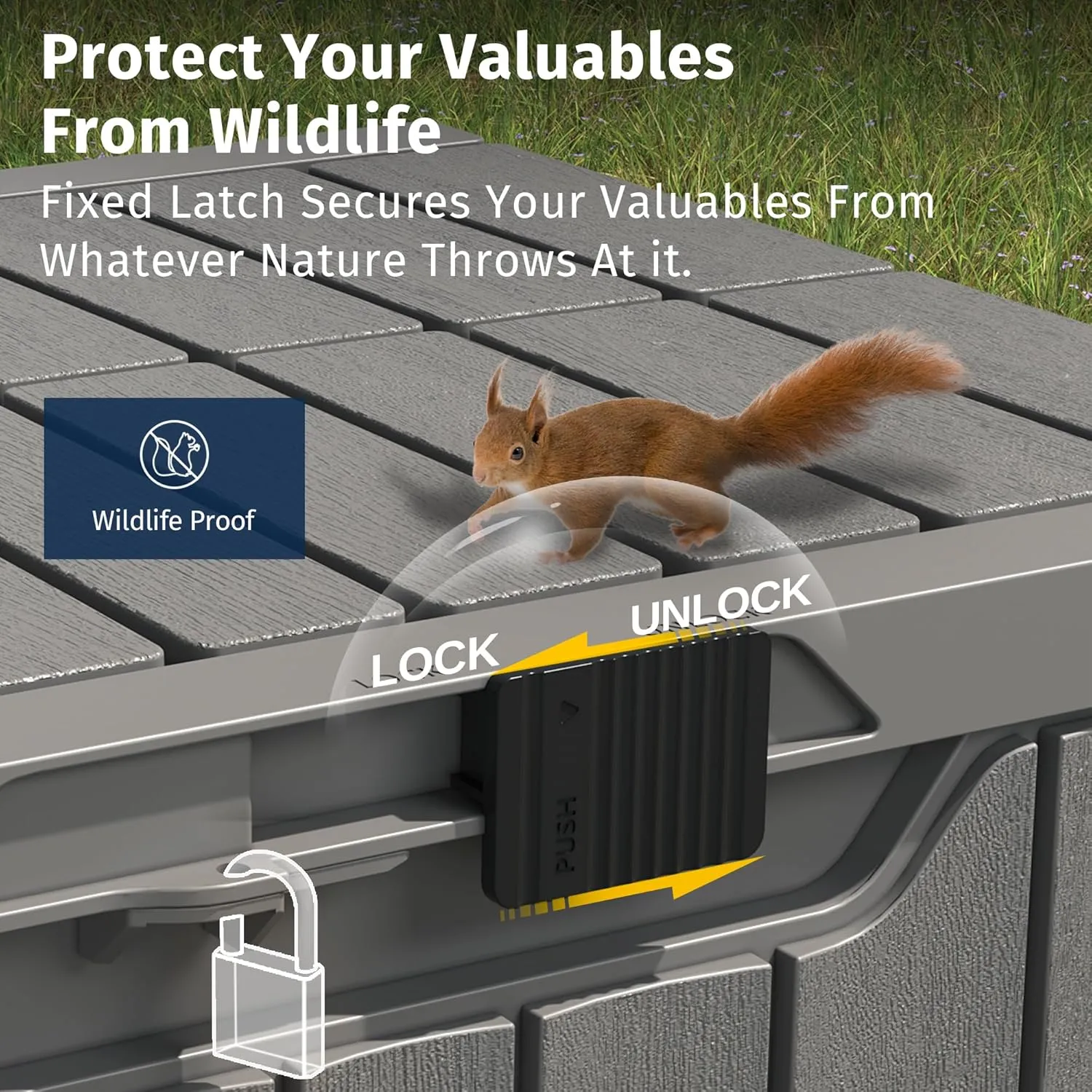 EAST OAK Outdoor Storage Box | 31 Gallon Deck Box Indoor and Outdoor Use | Waterproof Resin Storage Bin with Latch for Patio Cushions, Gardening Tools | UV Resistant | Deep Grey