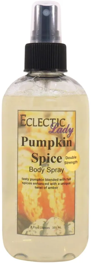 Eclectic Lady Pumpkin Spice Body Spray, Double Strength, 8 ounces, Body Mist for Women with Clean, Light & Gentle Fragrance, Cologne with Soft, Subtle Aroma For Daily Use