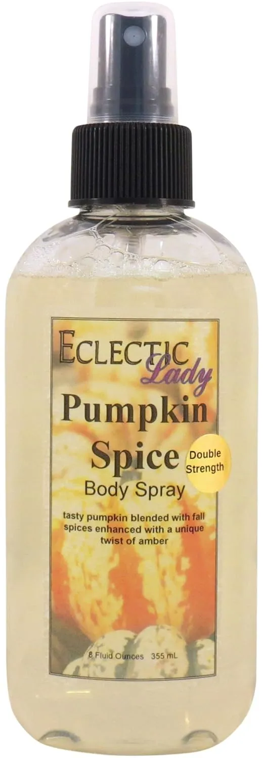 Eclectic Lady Pumpkin Spice Body Spray, Double Strength, 8 ounces, Body Mist for Women with Clean, Light & Gentle Fragrance, Cologne with Soft, Subtle Aroma For Daily Use