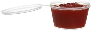 EcoQuality 3 Oz Leak Proof Plastic Condiment Souffle Containers with Attached Lids - Portion Cup with Hinged Lid Perfect For Sauces, Samples, Slime, Jello Shot, Food Storage & More! (200)
