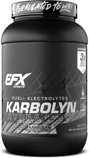 EFX Sports Karbolyn Hydrate | Carbohydrate Powder   Electrolytes | Sugar Free Sports Drink Mix | Fuel & Hydration | Stimulant Free | 66 Servings (Neutral)