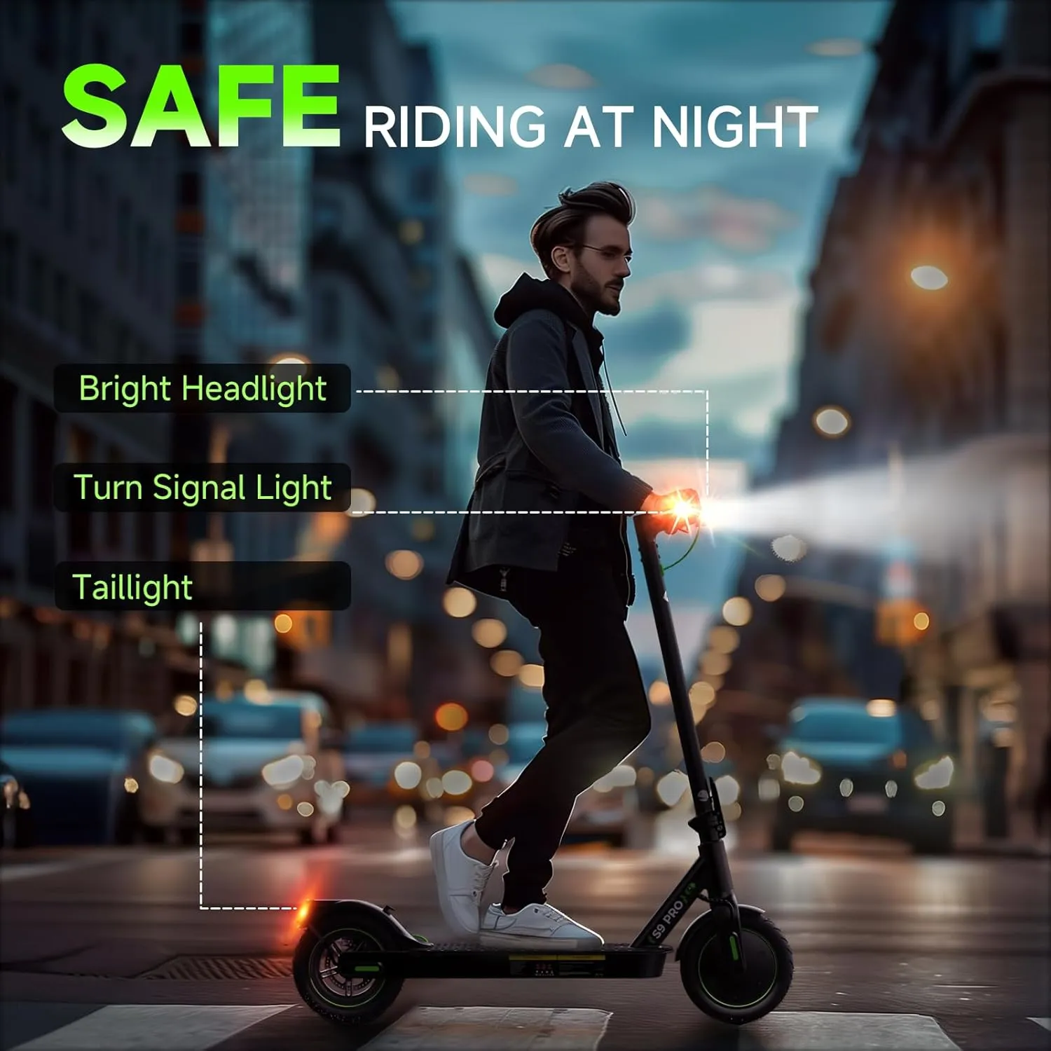 Electric Scooter for Adults, 19-37 Miles Long Range,19/28 Mph Top Speed, Commuting Electric Scooter with Turn Signals, Dual Shock Absorbers Escooter for Adults and Teens