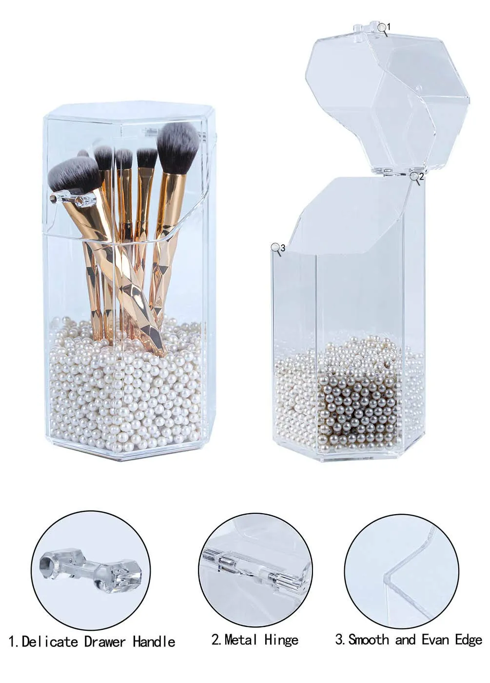 Elegant Dustproof Makeup Storage Organizer Box, Waterproof Large Cosmetics Organizer Storage with Drawers Skincare Cosmetic Display Cases for Countertop Bathroom Dresser Dedroom