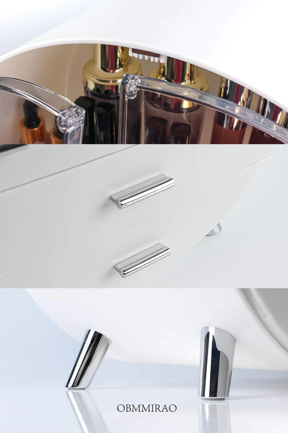 Elegant Dustproof Makeup Storage Organizer Box, Waterproof Large Cosmetics Organizer Storage with Drawers Skincare Cosmetic Display Cases for Countertop Bathroom Dresser Dedroom