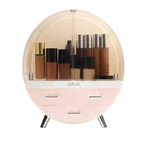 Elegant Dustproof Makeup Storage Organizer Box, Waterproof Medium Cosmetics Organizer Storage with Drawers Skincare Cosmetic Display Cases for Countertop Bathroom Dresser Dedroom