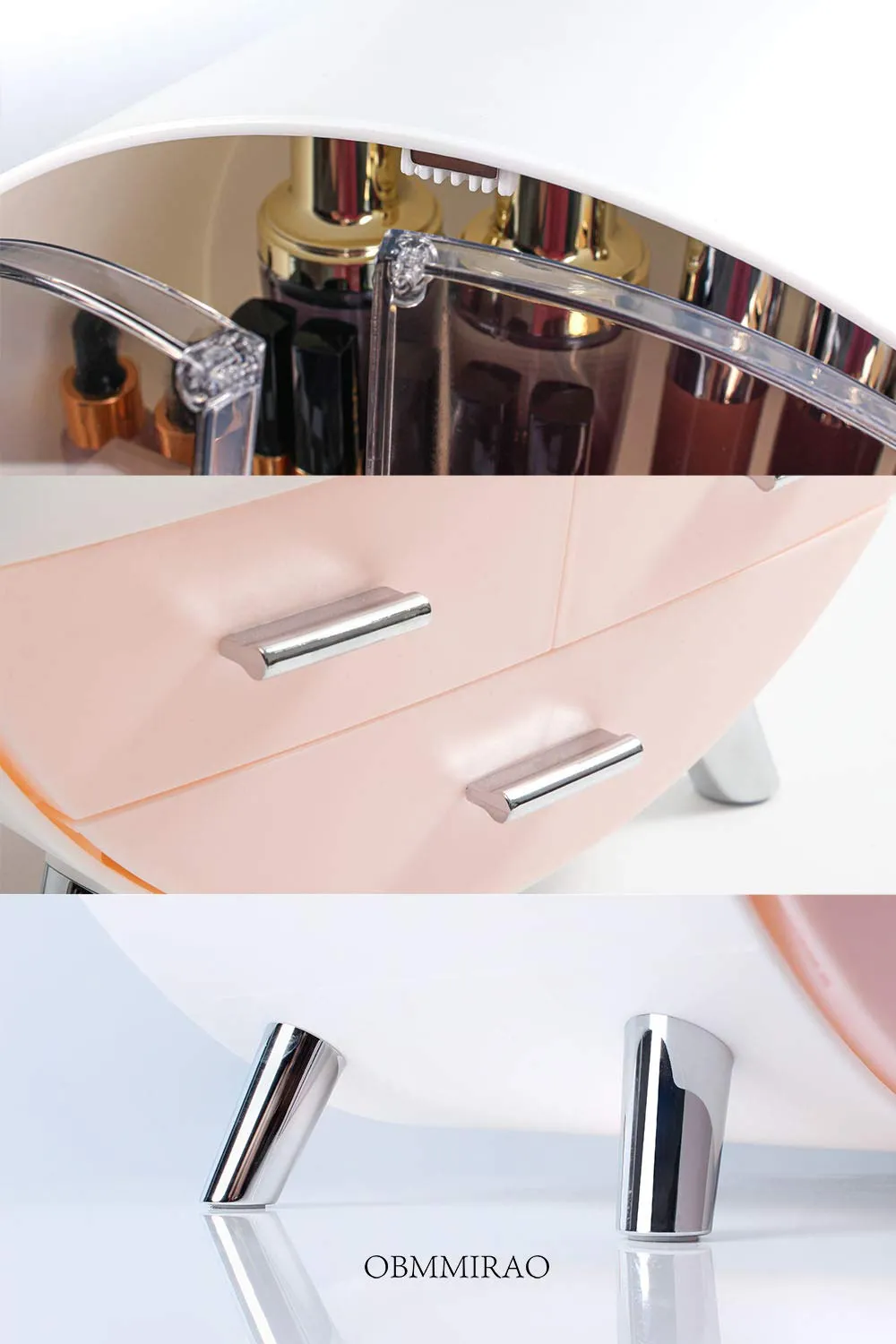 Elegant Dustproof Makeup Storage Organizer Box, Waterproof Medium Cosmetics Organizer Storage with Drawers Skincare Cosmetic Display Cases for Countertop Bathroom Dresser Dedroom