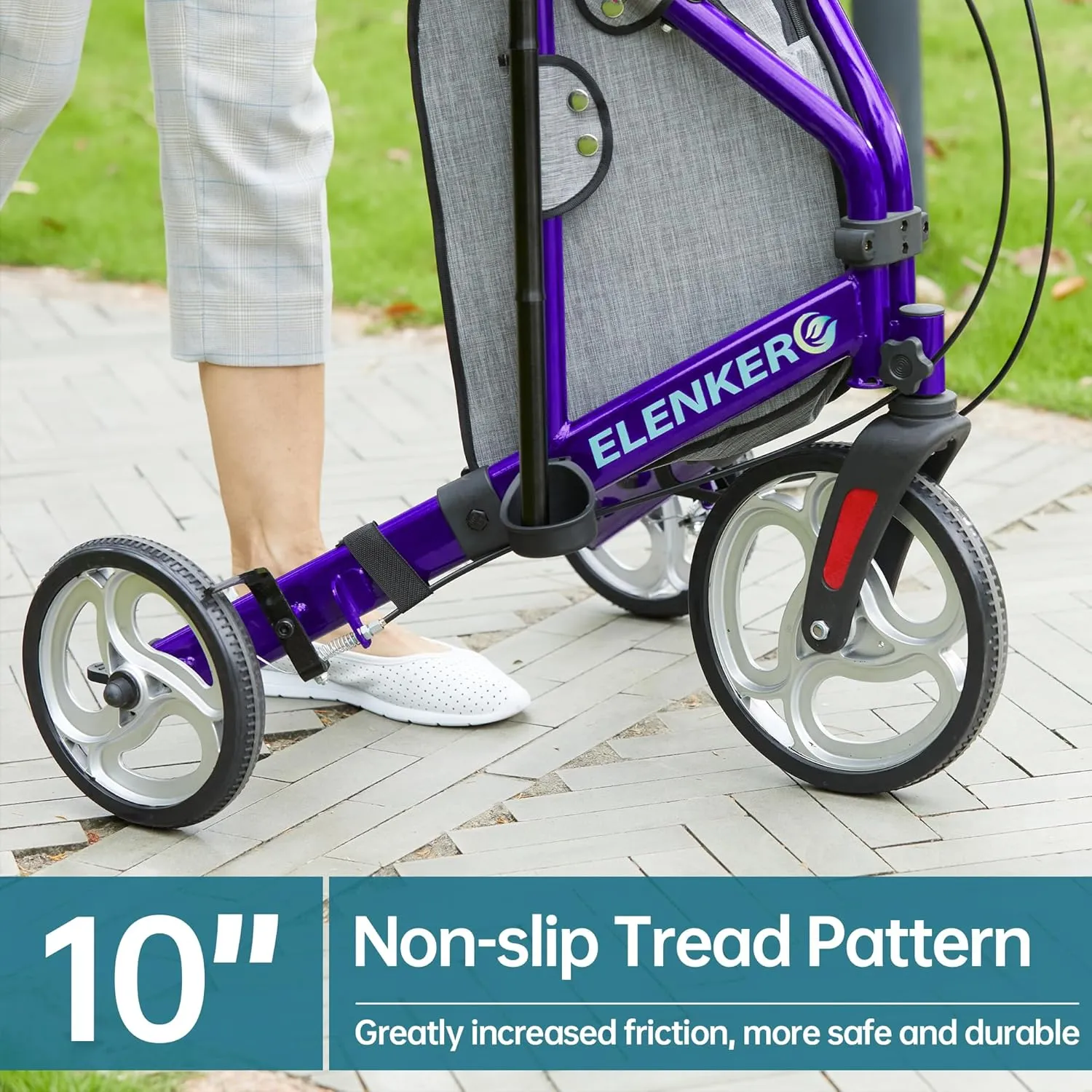 ELENKER 3 Wheel Rollator Walker for Seniors, Three Wheeled Mobility Aid, Purple