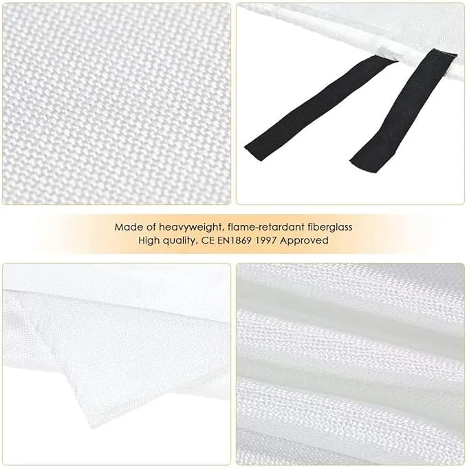 Emergency Survival Fiberglass Fire Blanket Shelter Safety Cover Ideal for The Kitchen, Fireplace, Grill, car, Camping (59x59 in)
