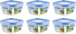 Emsa Clip & Close 508535 Square Storage Box 0.25 L Transparent Pack of 6