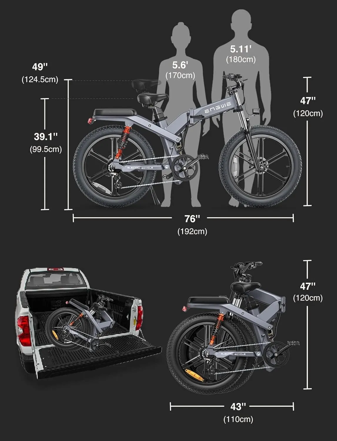 ENGWE X26 Fat Tire Electric Bike, 1200W(Peak) Motor Ebike for Adults,95 Miles 31MPH 26'' Mountain Ebike，48V19.2A(29.2Ah-Dual Battery Option),All Terrain