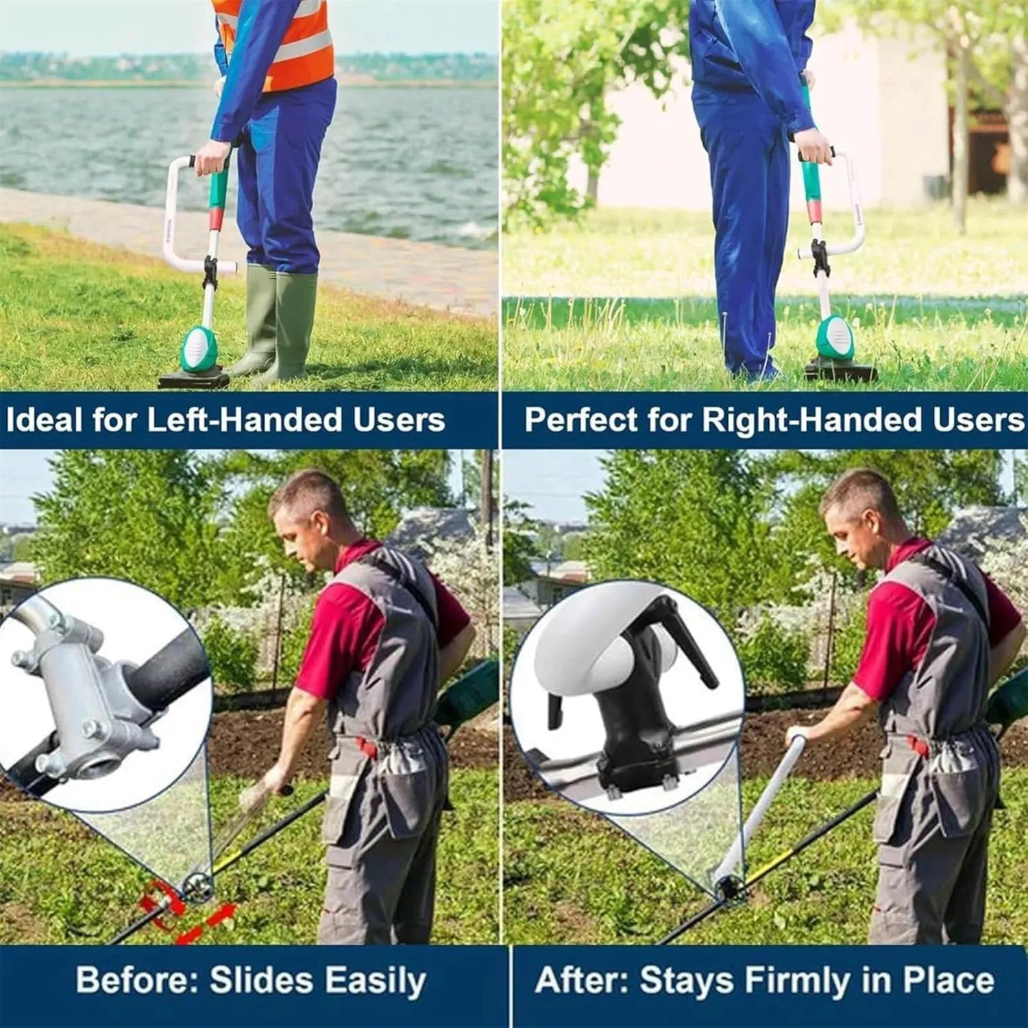Ergonomic Trimmer Grip String Trimmer Handle With Trimmer Shoulder Harness Eater Handle Extension For Trimming Weedeater Handle Grip For String Trimmer Sod And Landscaping (White, One Size)