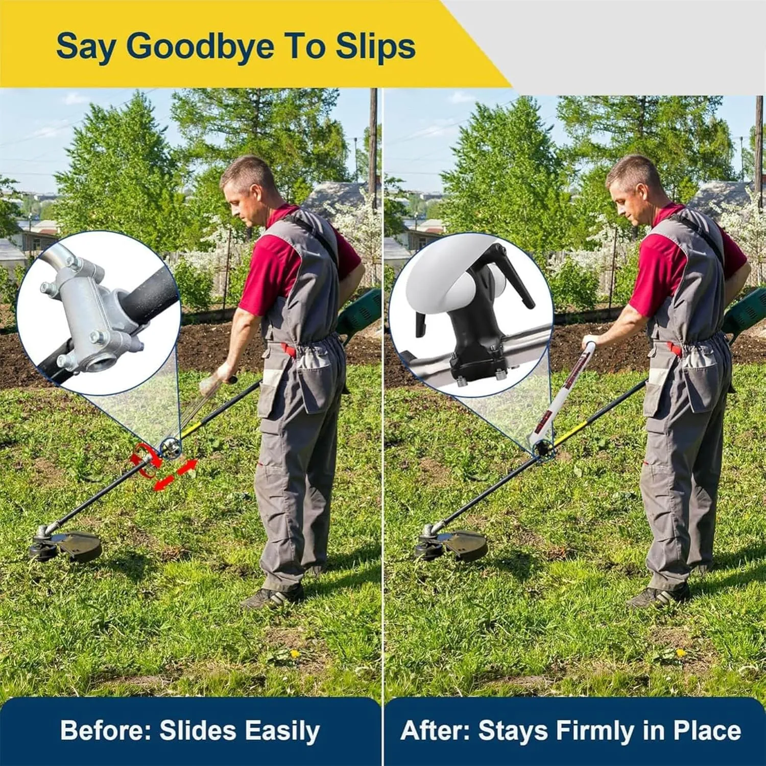 Ergonomic Trimmer Grip String Trimmer Handle With Trimmer Shoulder Harness Eater Handle Extension For Trimming Weedeater Handle Grip For String Trimmer Sod And Landscaping (White, One Size)