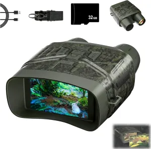 Evontira Ultraclear Night Vision Binoculars, Evontura Night Vision, 4k Night Vision Binoculars for Adults, 3in 4K HD display/5X Digital Zoom, with 32G Card (Green)