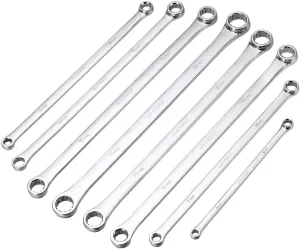 Extra Long Double Box End Wrench Set Chrome Vanadium Steel Aviation Wrenches Metric 8-24mm with Organizer Box (8-Piece)