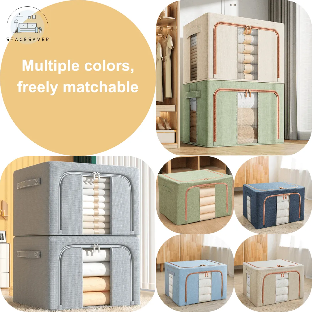Fabric Cotton - Linen and Steel Frame Storage Box/Household Foldable Wardrobe Organizer Box/Moving - related Bedroom Storage Box