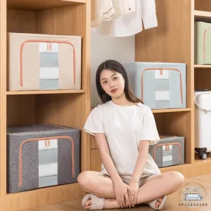 Fabric Cotton - Linen and Steel Frame Storage Box/Household Foldable Wardrobe Organizer Box/Moving - related Bedroom Storage Box