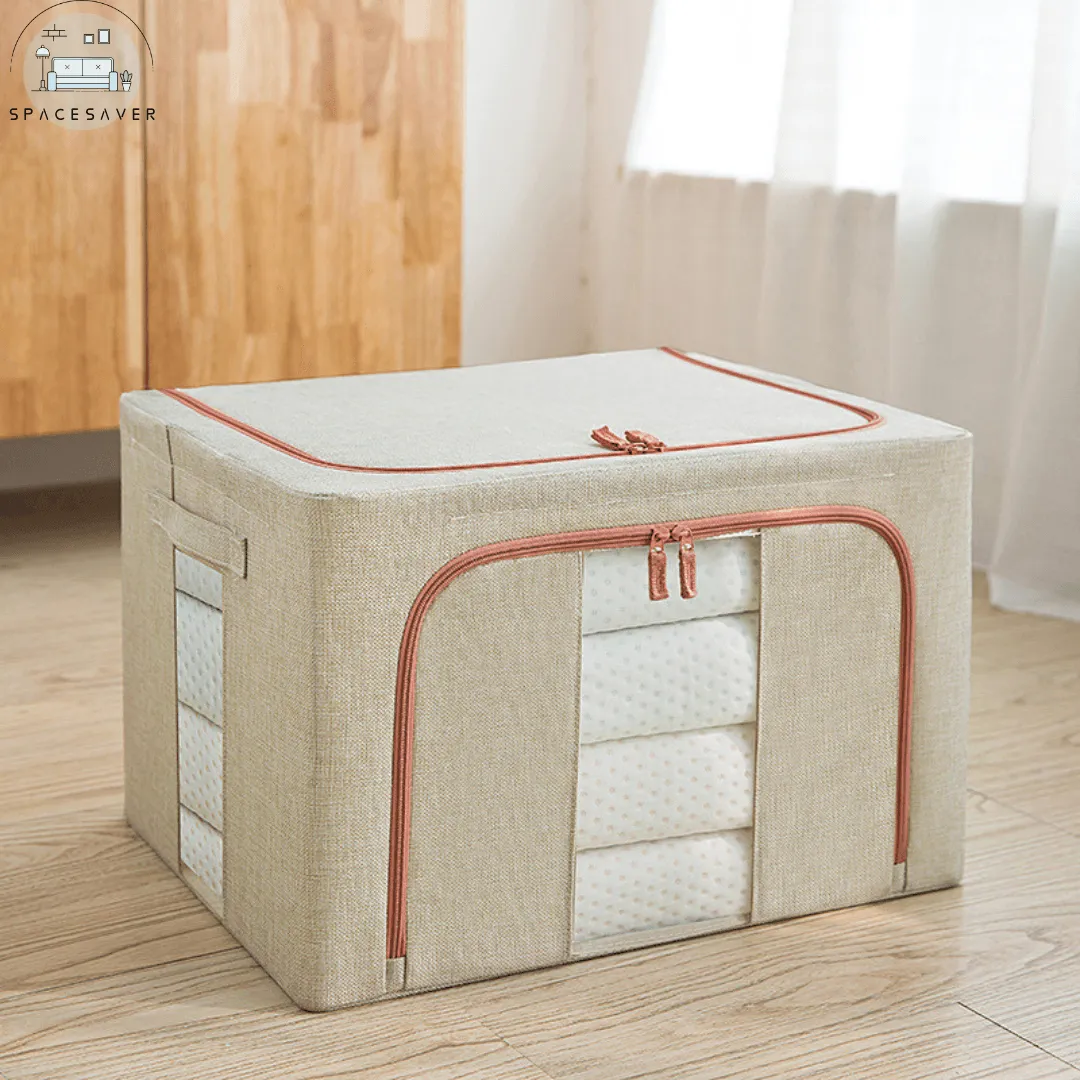 Fabric Cotton - Linen and Steel Frame Storage Box/Household Foldable Wardrobe Organizer Box/Moving - related Bedroom Storage Box