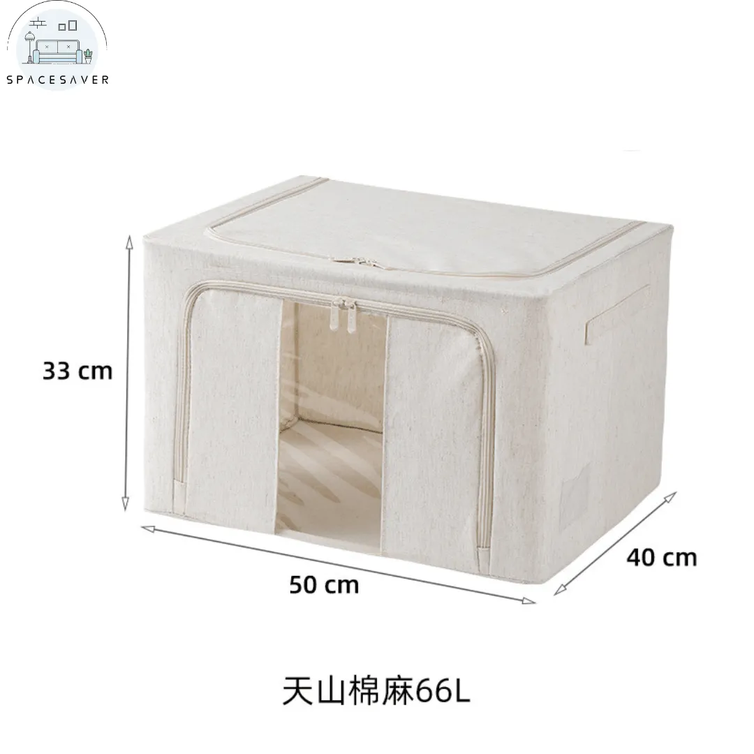 Fabric Cotton - Linen and Steel Frame Storage Box/Household Foldable Wardrobe Organizer Box/Moving - related Bedroom Storage Box