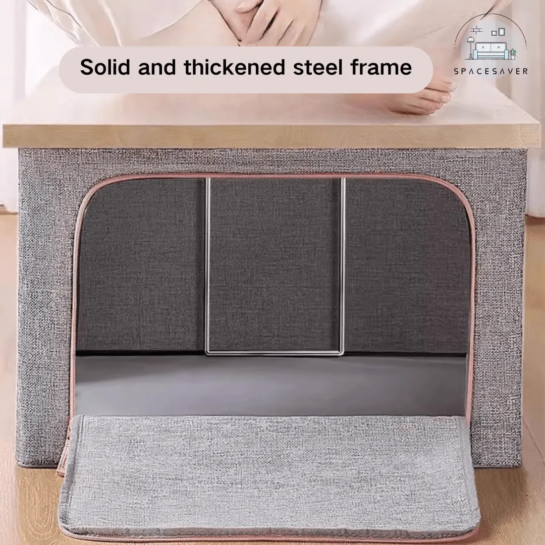 Fabric Cotton - Linen and Steel Frame Storage Box/Household Foldable Wardrobe Organizer Box/Moving - related Bedroom Storage Box