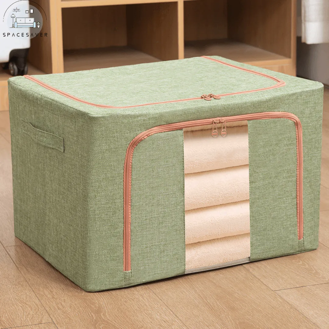 Fabric Cotton - Linen and Steel Frame Storage Box/Household Foldable Wardrobe Organizer Box/Moving - related Bedroom Storage Box