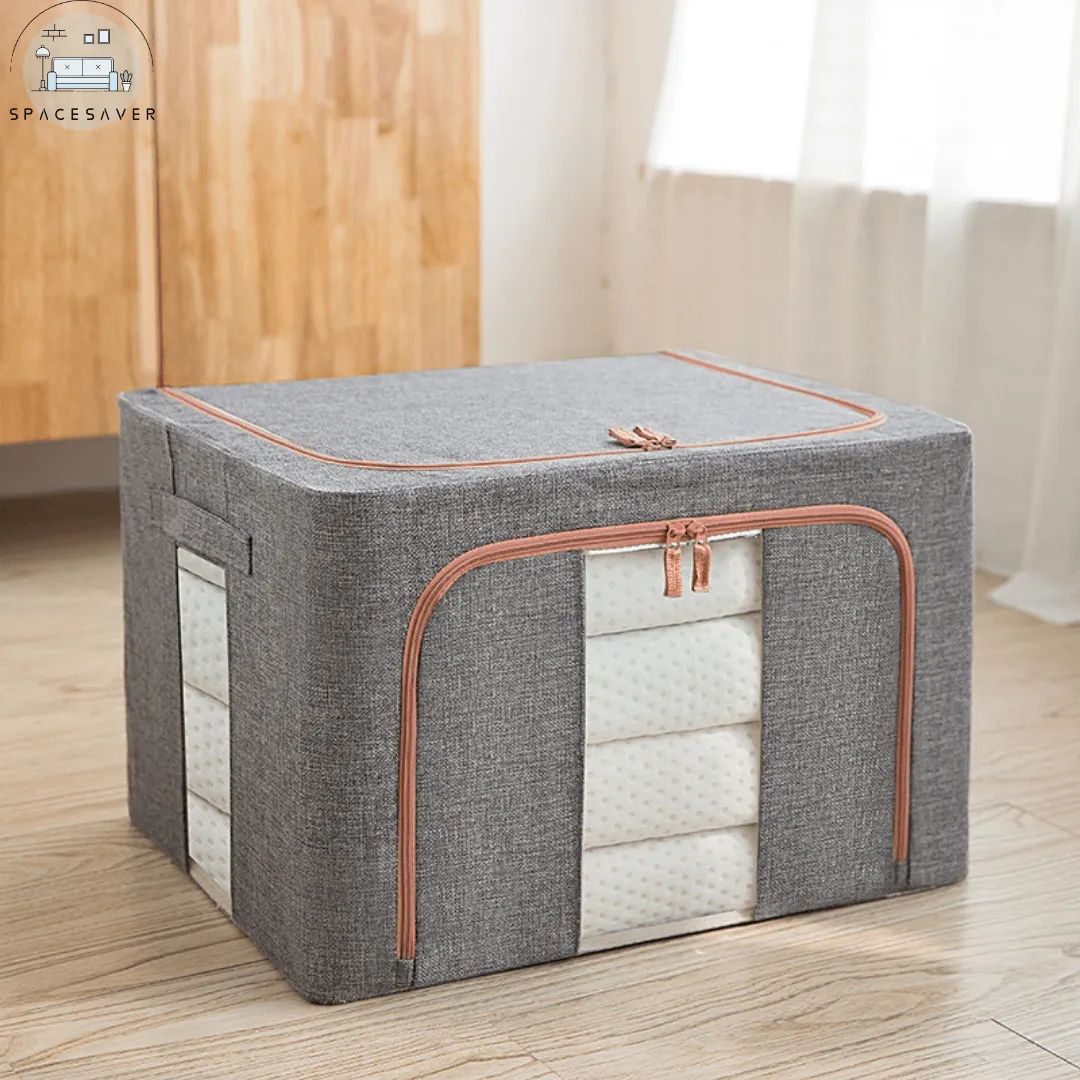 Fabric Cotton - Linen and Steel Frame Storage Box/Household Foldable Wardrobe Organizer Box/Moving - related Bedroom Storage Box