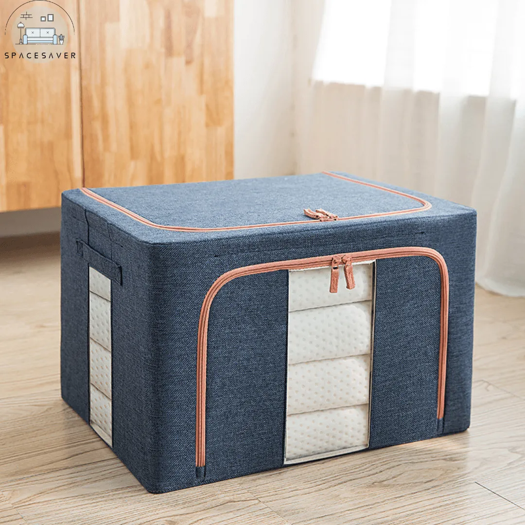 Fabric Cotton - Linen and Steel Frame Storage Box/Household Foldable Wardrobe Organizer Box/Moving - related Bedroom Storage Box