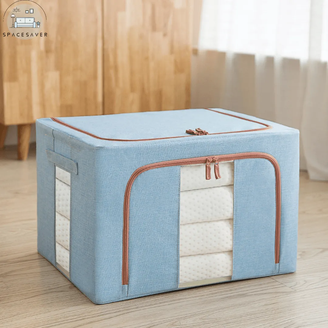Fabric Cotton - Linen and Steel Frame Storage Box/Household Foldable Wardrobe Organizer Box/Moving - related Bedroom Storage Box