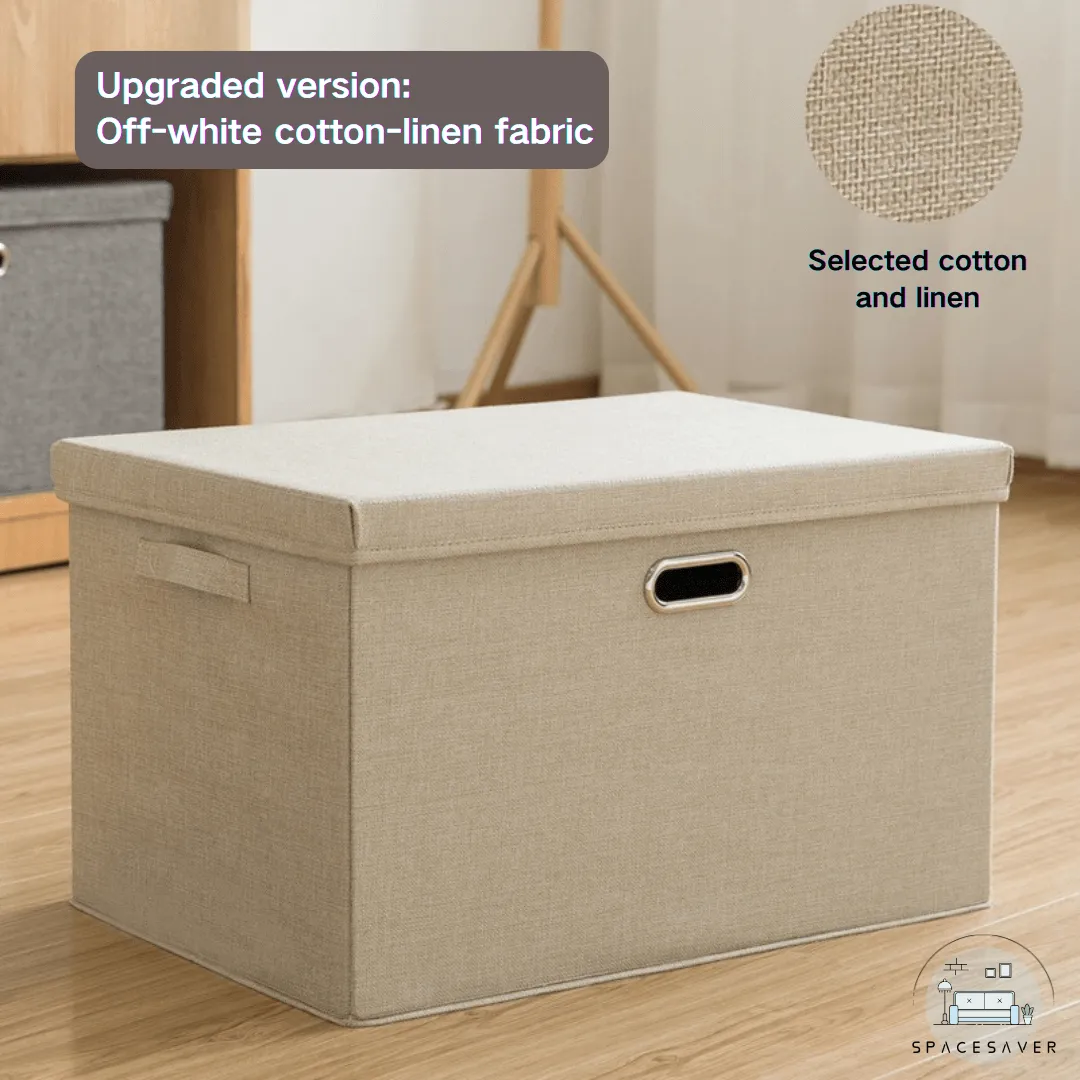 Fabric storage box/Cotton and linen clothes storage box/Large-capacity foldable storage basket