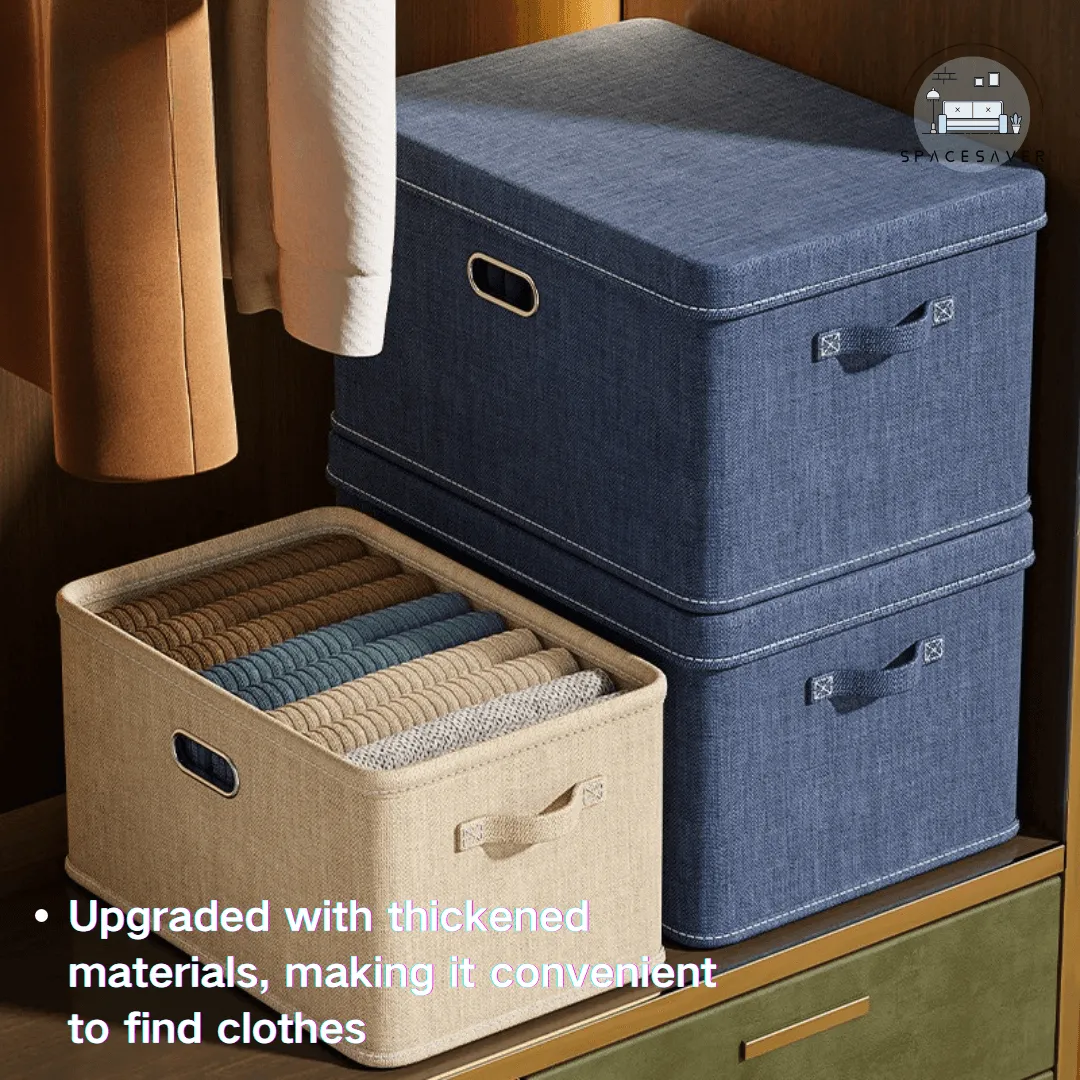Fabric storage box/Cotton and linen clothes storage box/Large-capacity foldable storage basket