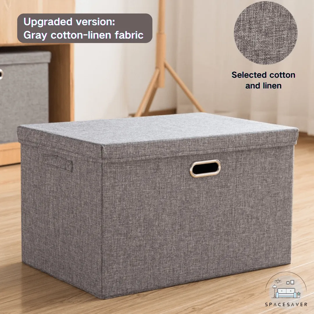Fabric storage box/Cotton and linen clothes storage box/Large-capacity foldable storage basket