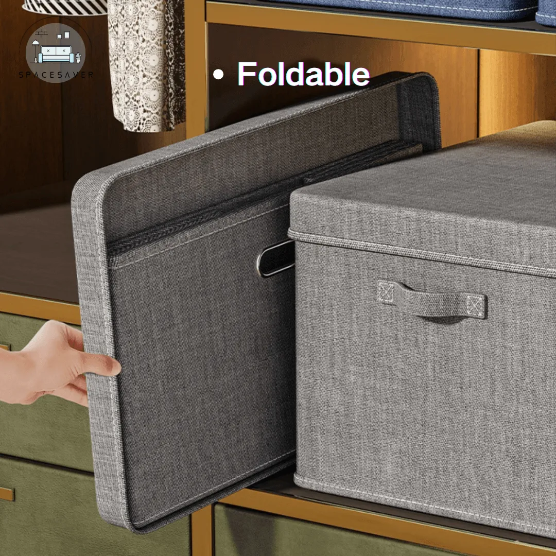 Fabric storage box/Cotton and linen clothes storage box/Large-capacity foldable storage basket