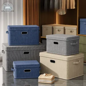 Fabric storage box/Cotton and linen clothes storage box/Large-capacity foldable storage basket