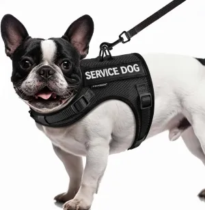 FAYOGOO Service Dog Vest for Small Dogs - Air Mesh Breathble Emotional Support Animal Vest with DIY Removable Patches - Puppy Harness and Leash Set Adjustable Neck and Chest