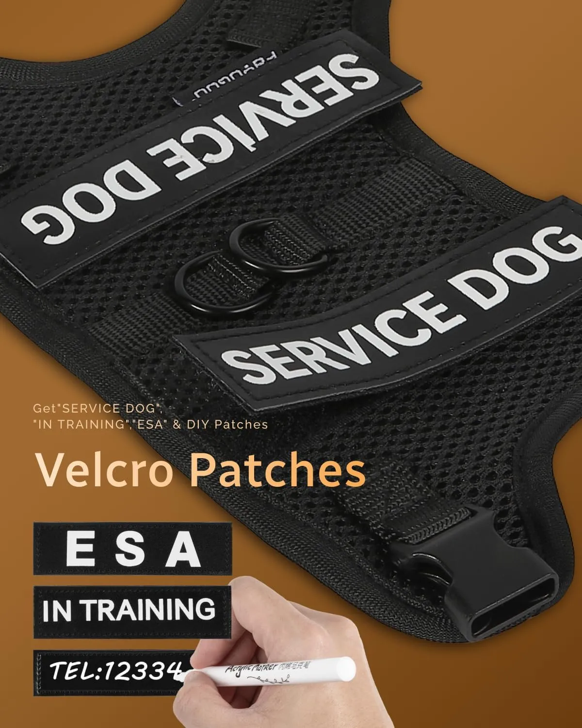 FAYOGOO Service Dog Vest for Small Dogs - Air Mesh Breathble Emotional Support Animal Vest with DIY Removable Patches - Puppy Harness and Leash Set Adjustable Neck and Chest