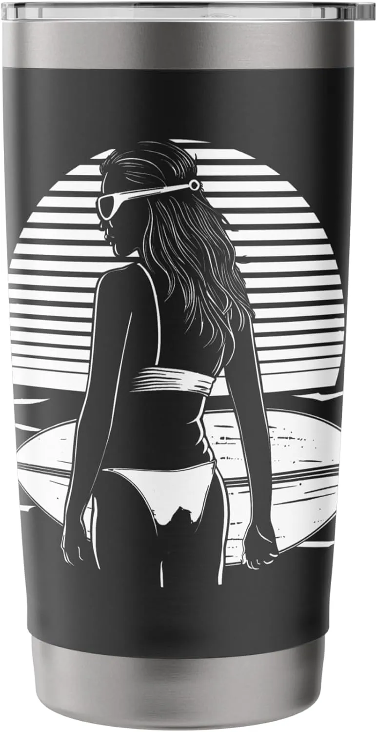 Female Surfer Boardsport Surfing Trip Stainless Steel Insulated Tumbler