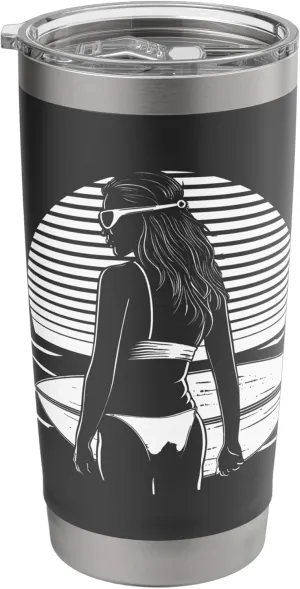 Female Surfer Boardsport Surfing Trip Stainless Steel Insulated Tumbler