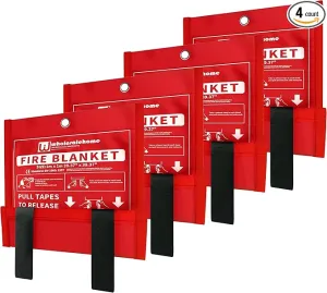 Fire Extinguisher Blanket - Heavy Duty Portable Fiberglass Emergency Blanket - Puts Out Grill & Grease Flames - Safe & Reusable Survival Fire Safety for Home, Kitchen, Car, Camping 1x1m
