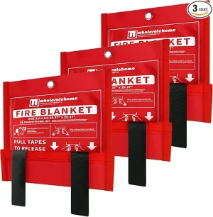 Fire Extinguisher Blanket - Heavy Duty Portable Fiberglass Emergency Blanket - Puts Out Grill & Grease Flames - Safe & Reusable Survival Fire Safety for Home, Kitchen, Car, Camping 1x1m