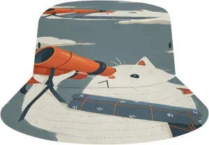 Fisherman's Hat, Wearing Orange Binoculars Print Outdoor Sun Hat All-Over Print Hat Unisex Outdoor Sun Protection Hat Unisex Fishing Cap Hiking Gear