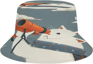 Fisherman's Hat, Wearing Orange Binoculars Print Outdoor Sun Hat All-Over Print Hat Unisex Outdoor Sun Protection Hat Unisex Fishing Cap Hiking Gear