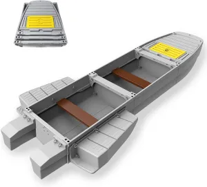 Fishing Boat, Folding Pontoon Boat, Fits in Car Trunk – Portable Modular Kayak, Seats 2-6, Motor-Ready, Sturdier Than Inflatable Boats – Ideal for Lure Fishing, Paddling Trip, Hunting, Rescue