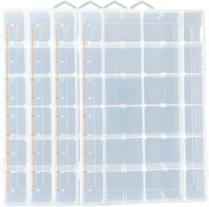 Fishing Tackle Boxes Waterproof 3600 Tackle Trays Clear Plastic Storage Organizer Box with Removable Dividers 4 Packs Box Storage Organizer for Fishing Lure Bait Hook Jewelry Craft Beads