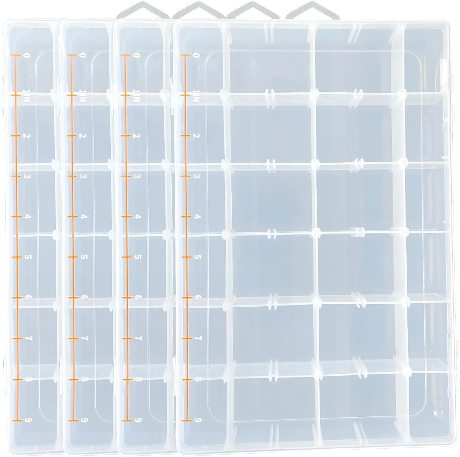 Fishing Tackle Boxes Waterproof 3600 Tackle Trays Clear Plastic Storage Organizer Box with Removable Dividers 4 Packs Box Storage Organizer for Fishing Lure Bait Hook Jewelry Craft Beads