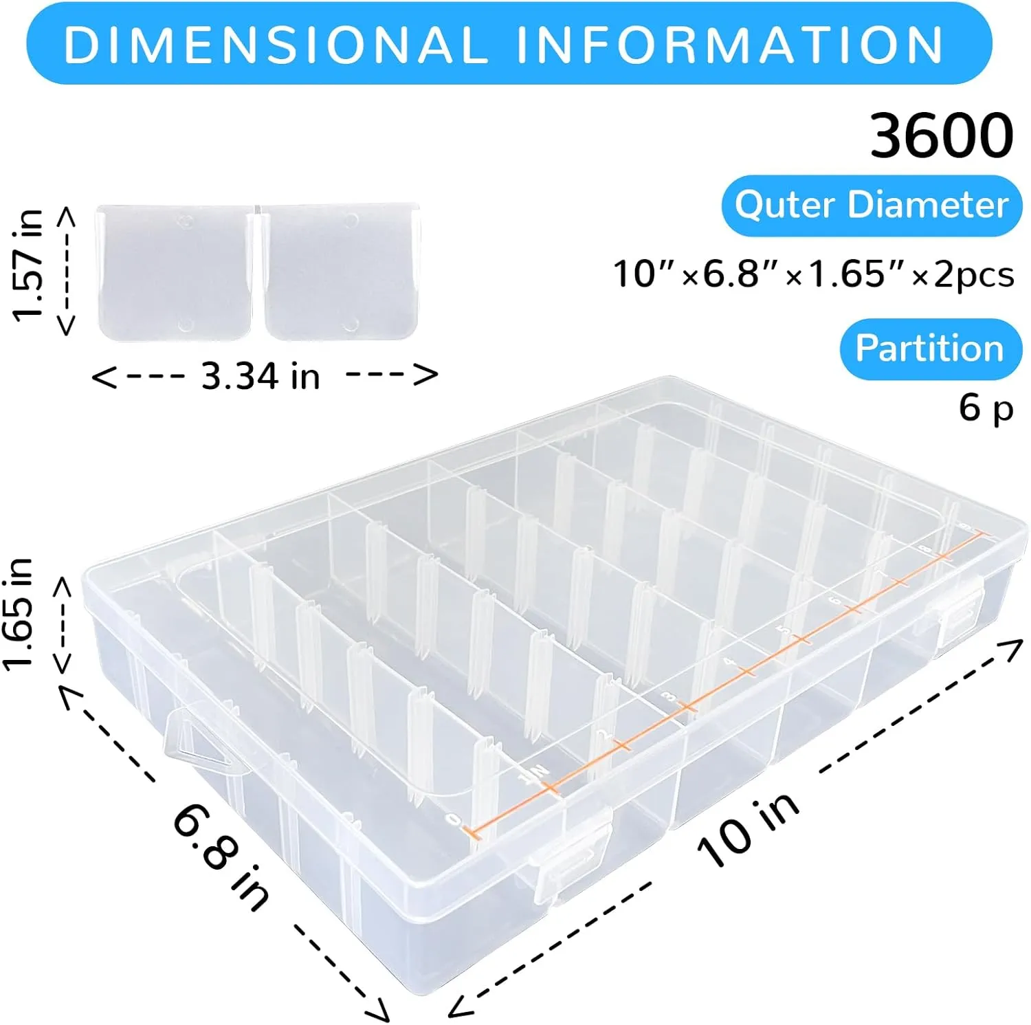 Fishing Tackle Boxes Waterproof 3600 Tackle Trays Clear Plastic Storage Organizer Box with Removable Dividers 4 Packs Box Storage Organizer for Fishing Lure Bait Hook Jewelry Craft Beads