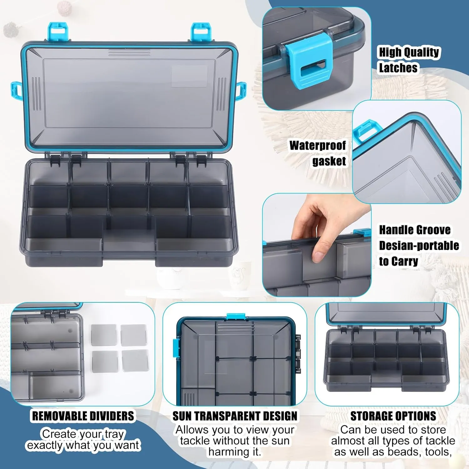 Fishing Tackle Boxes Waterproof 3600 Tackle Trays with Removable Dividers Plastic Storage Organizer Bait Vault Camouflage Box for Freshwater Saltwater